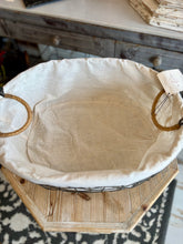 Antique Metal Wire Basket with Potato Sack Liner