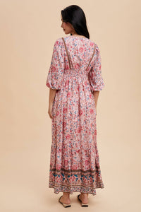 Boho Breeze Border Print Maxi Dress