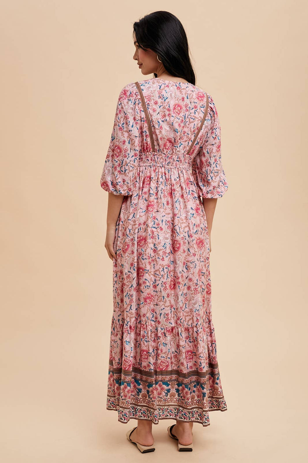 Boho Breeze Border Print Maxi Dress