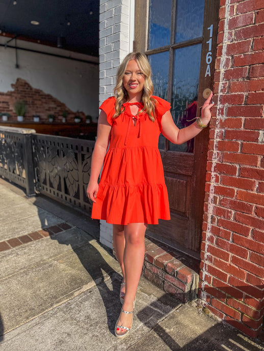 Adley Tie Detailed Tiered Mini Dress