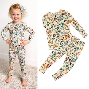 Maren Floral RUFFLE TWO PIECE Bamboo Kids Lounge Set