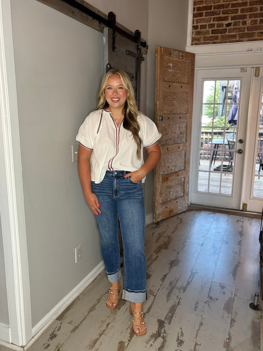 Niko High Rise Cuffed Straight Jean