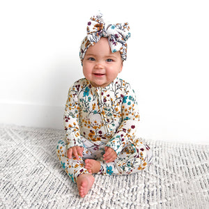 Maren Floral RUFFLE ZIP Bamboo Sleepies Little Baby Outfit