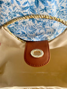 Metallic Half Moon Straw Clutch