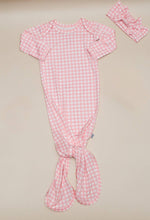 Pink Gingham Knotted Infant Gown