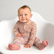 Chase Brown Ribbed ZIP Bamboo Baby Sleepies Little