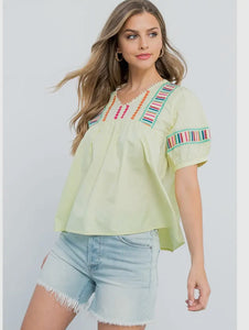 Ada THML Short Sleeve Embroidered Top