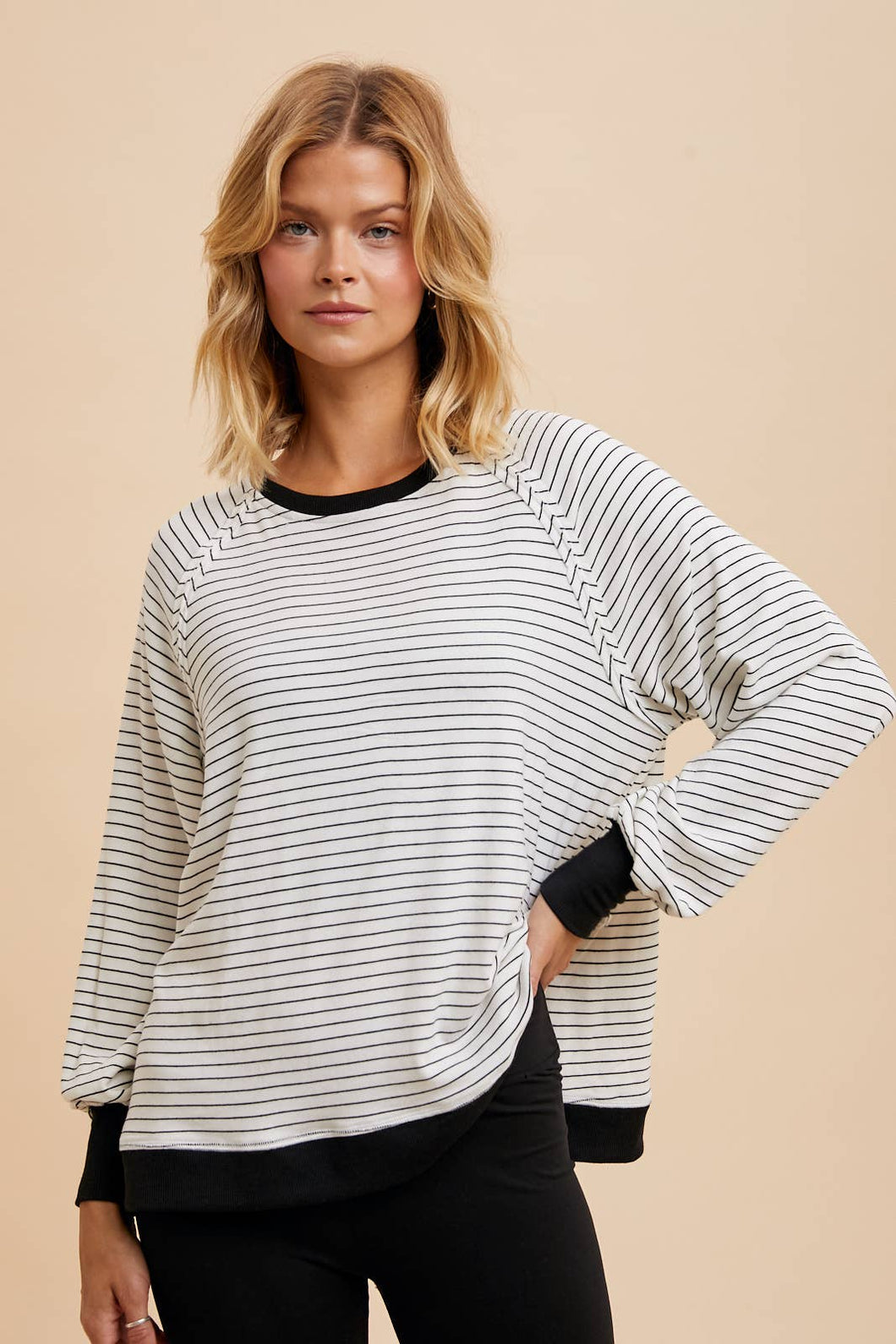 Striped Raglan Long Sleeve Top