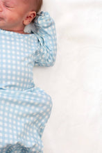 Blue Gingham Knotted Infant Gown