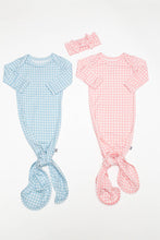 Blue Gingham Knotted Infant Gown