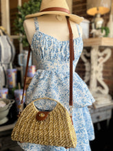 Metallic Half Moon Straw Clutch