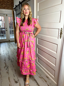 Charming Cheetah Cotton Poplin Smocked Midi Dress
