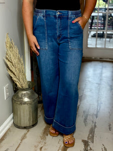 The Harper Cuffed Wide Leg Jean