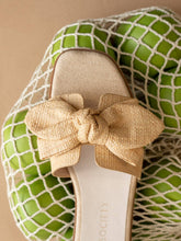 The Ginny | Natural Textured Bow Slide Sandal