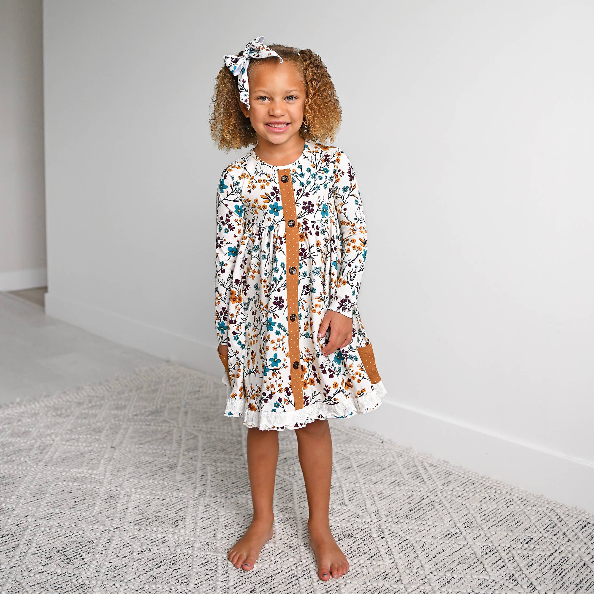 Maren Floral BUTTON DRESS Kids Fall Outfit Laughton & CO Maren Floral BUTTON DRESS Kids Fall Outfit Laughton & CO