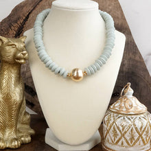 Wood Saucer Beads Short Statement Necklace