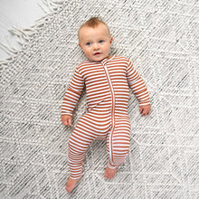 Chase Brown Ribbed ZIP Bamboo Baby Sleepies Little