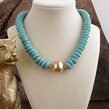 Wood Saucer Beads Short Statement Necklace