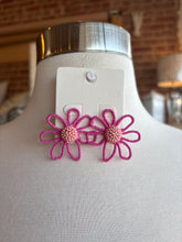 Wrapped Raffia Flower Earrings