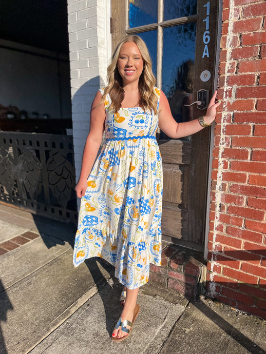 Lemon Drop Smocked Back Midi Dress