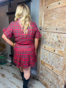 Arvada Plaid Cottonwood Ruffle Button Down Mini Dress