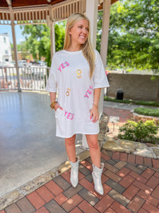 Say Yes Bridal Ring Sequin Patch T-Shirt Dress