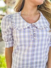 Darby Check Collar Ruffle Vintage Top