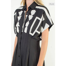 /Size XL/ Button Down Geo Print Midi Dress THML