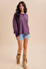 Plum Striped Pullover Top