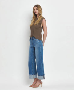 Julie High Rise Cuffed wide leg Jeans