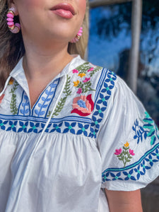 THML Gardenia Embroidered Top