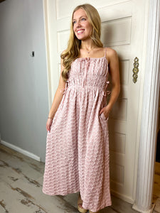 Standing Ovation Pink Rosette Midi Dress