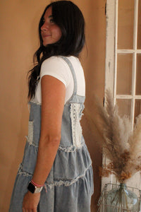 Tabitha Button Suspender Denim Skirt Jumper