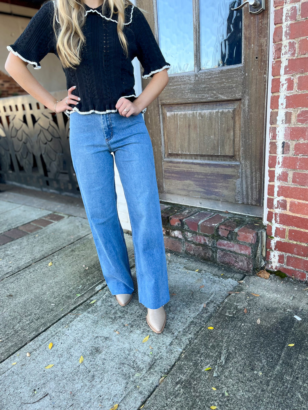 Meadow Straight Wide Leg Denim Pants