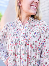 Neolani Vintage Floral Vine Pleat Chiffon Top