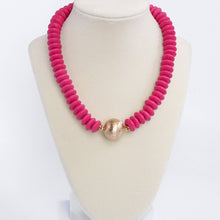 Wood Saucer Beads Short Statement Necklace