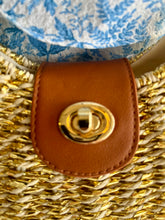 Metallic Half Moon Straw Clutch