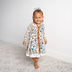 Maren Floral BUTTON DRESS Kids Fall Outfit