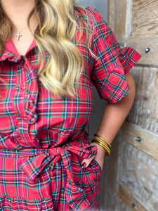 Arvada Plaid Cottonwood Ruffle Button Down Mini Dress