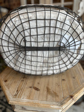Antique Metal Wire Basket with Potato Sack Liner