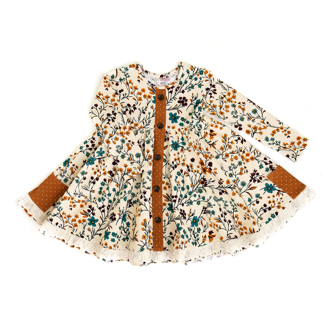 Maren Floral BUTTON DRESS Kids Fall Outfit