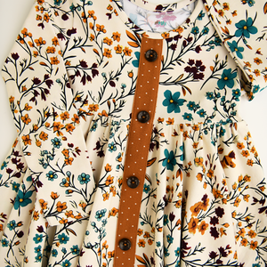 Maren Floral BUTTON DRESS Kids Fall Outfit