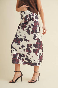 Casi Cow Print Waistband Skirt