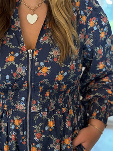 Maggie Zippered Floral Mini Dress