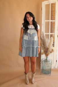 Tabitha Button Suspender Denim Skirt Jumper