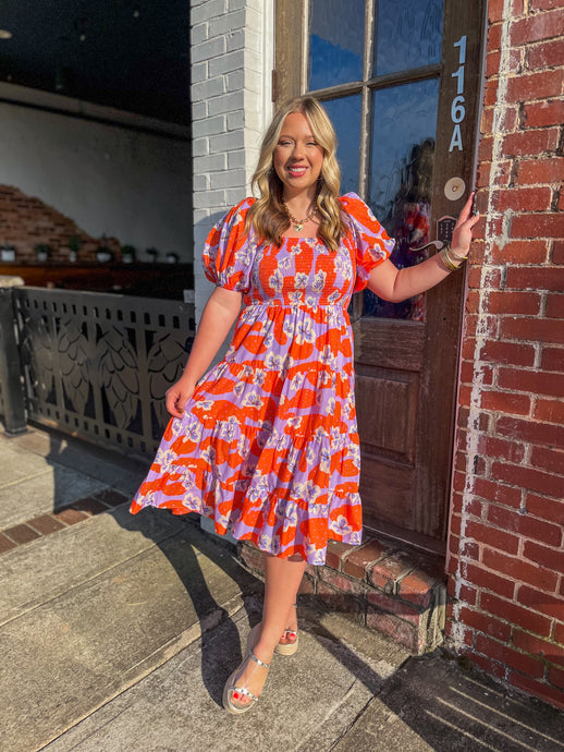 Dreamsicle & Lavendar Midi Dress