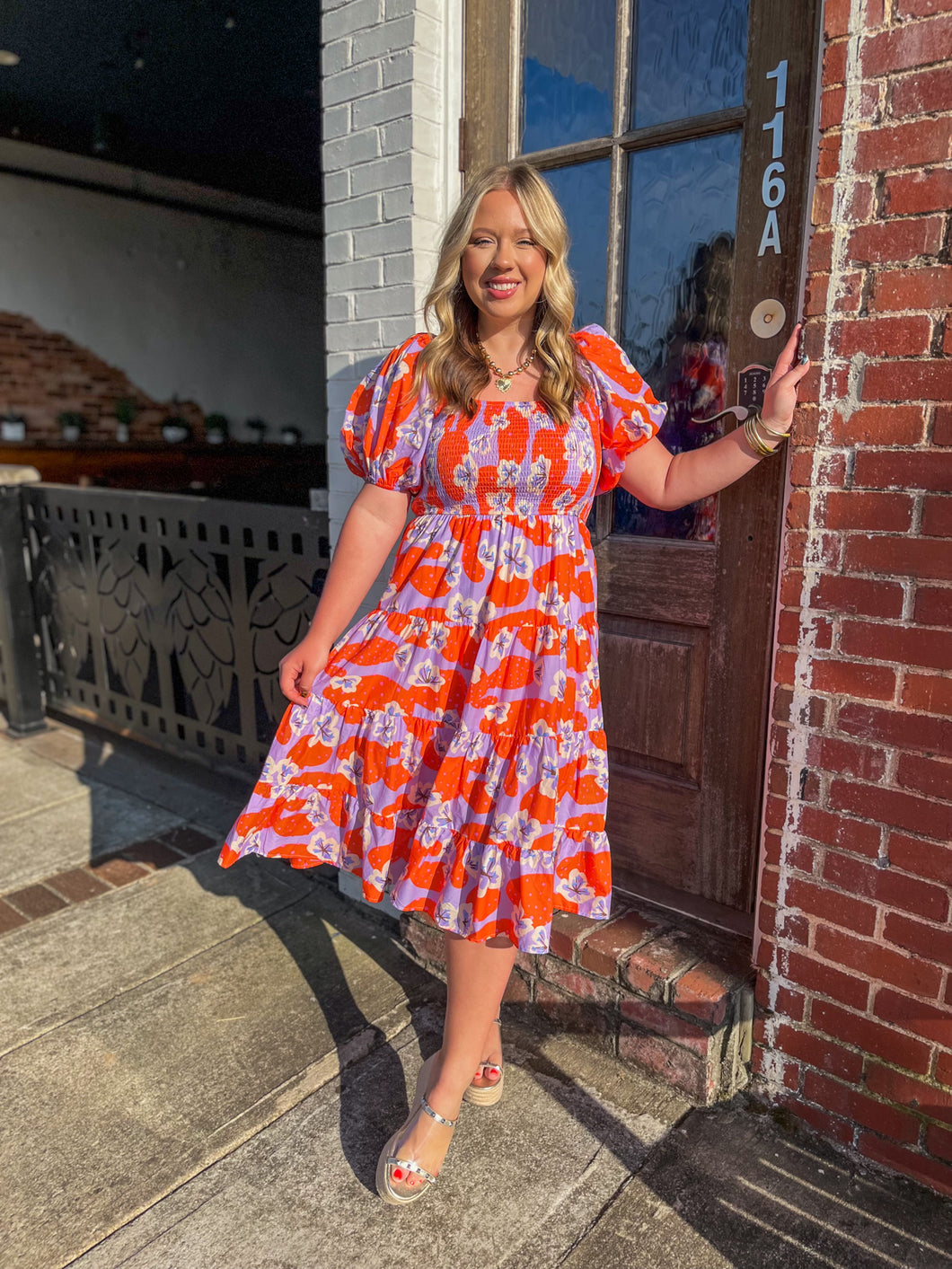 Dreamsicle & Lavendar Midi Dress