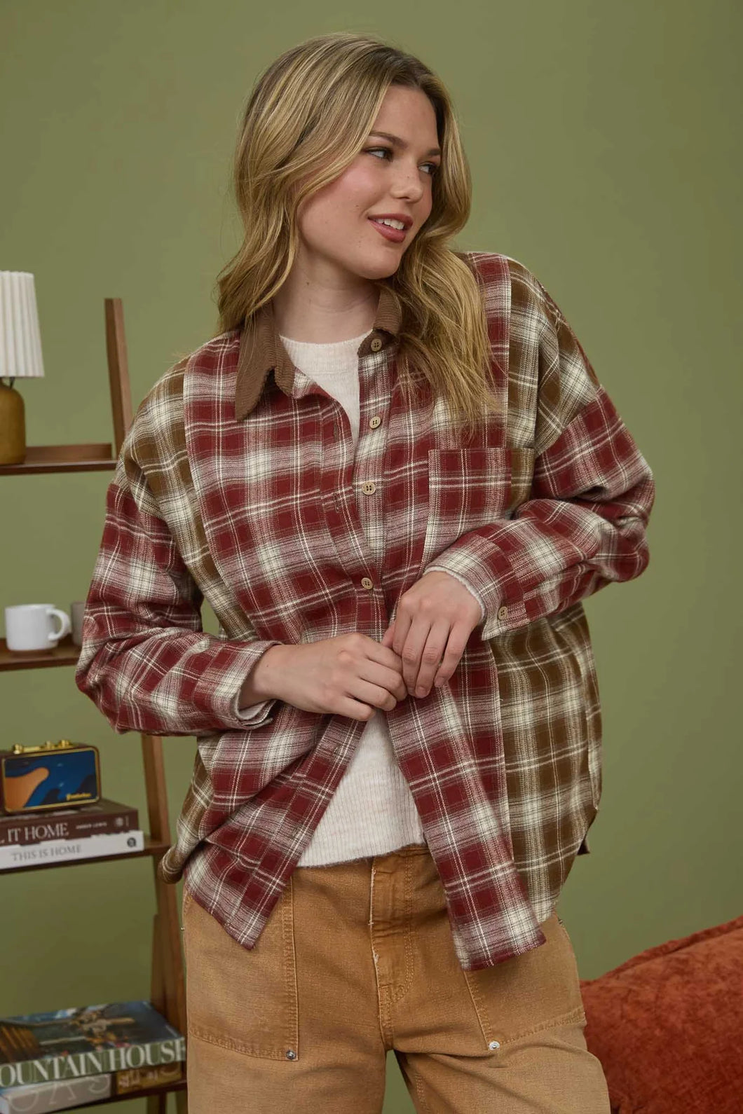 Maplewood Plaid Button-Down Top