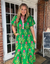 THML Georgiana Puff Sleeve Flower Print Maxi Dress