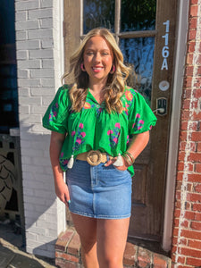 THML Grace Tassel Tie Flower Top